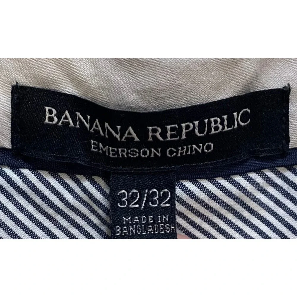 BANANA REPUBLIC Mens 32x32 Emerson Chino Pants Khaki 100% Cotton Straight Casual